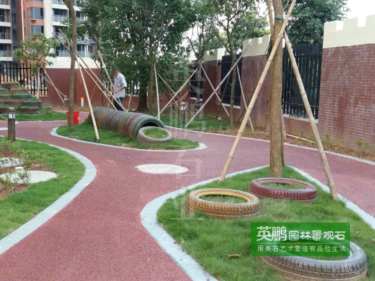 地坪鋪裝園路機制石米04