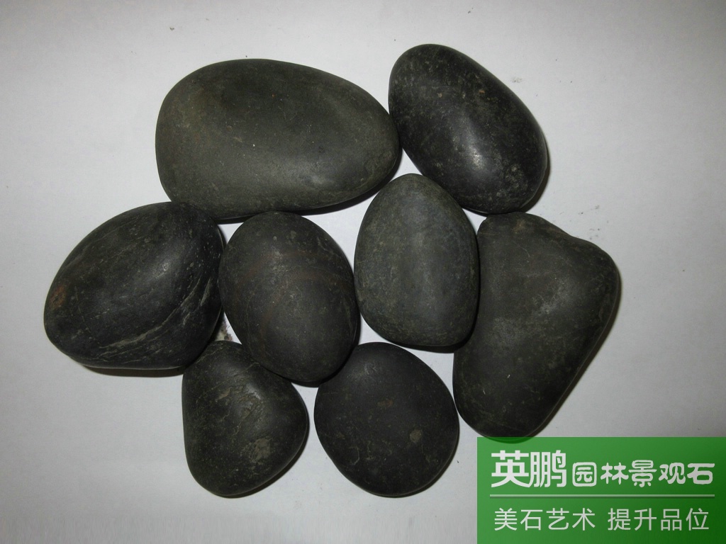 英鵬批發高光鵝卵石高拋灰色雨花石 現貨園林鋪路黑色精品雨花石