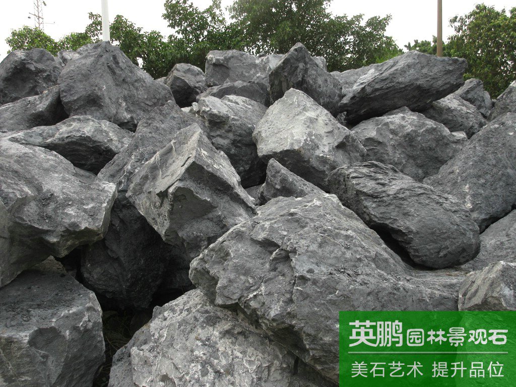 廠家大量供應野山石景觀石 可定制 浙江景觀石黑石園林造景銷售